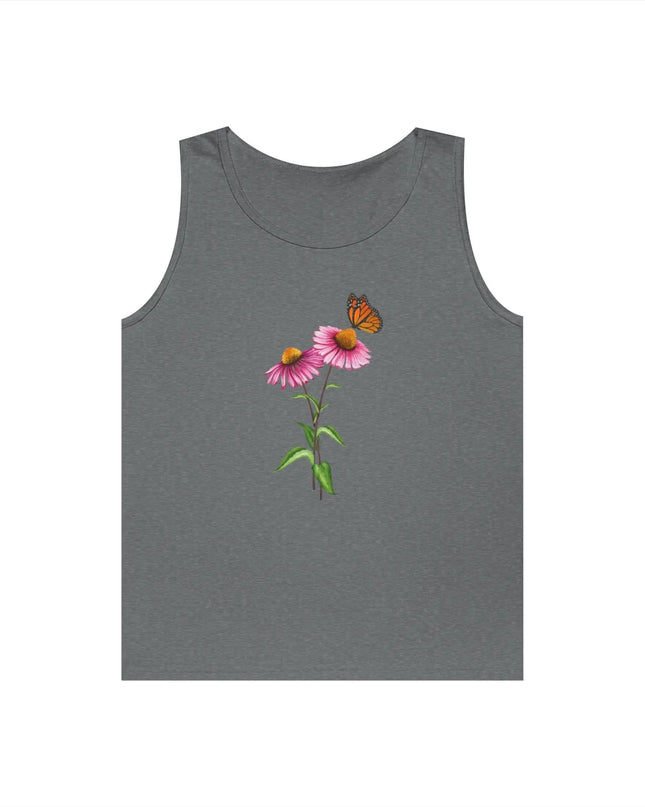 Purple Coneflower with Monarch Butterfly Design Tank Top - The Butterfly Mama