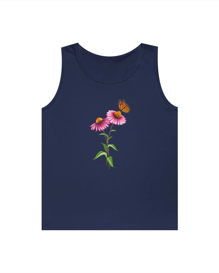 Purple Coneflower with Monarch Butterfly Design Tank Top - The Butterfly Mama