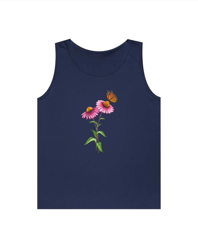 Purple Coneflower with Monarch Butterfly Design Tank Top - The Butterfly Mama