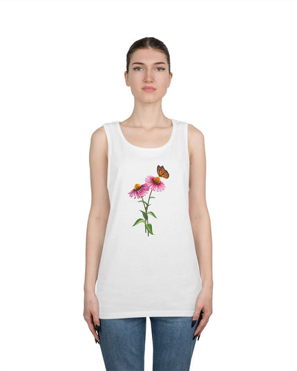 Purple Coneflower with Monarch Butterfly Design Tank Top - The Butterfly Mama