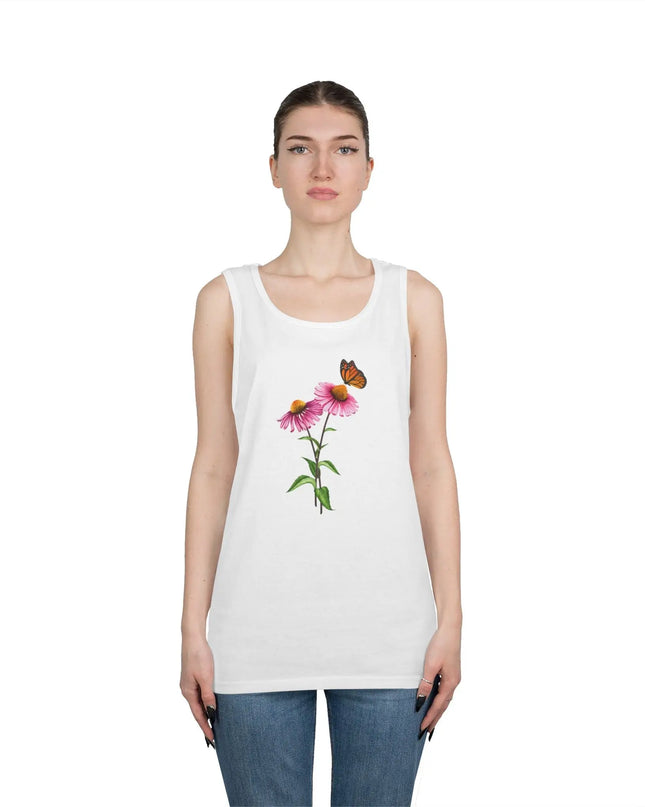 Purple Coneflower with Monarch Butterfly Design Tank Top - The Butterfly Mama