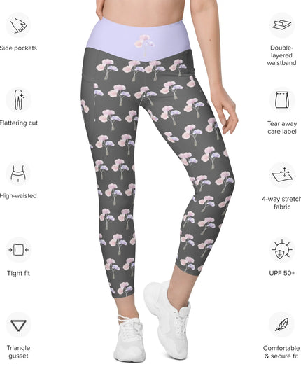 Serene Bloom All Over Print Leggings with pockets - The Butterfly Mama