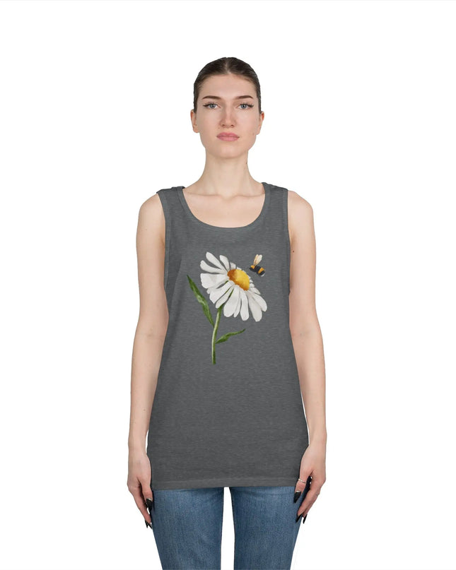Watercolor Daisy with Bee Design Tank Top - The Butterfly Mama