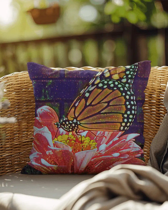 Whimsical Monarch Butterfly and Flower Pillow - The Butterfly Mama