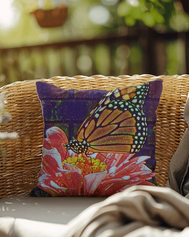 Whimsical Monarch Butterfly and Flower Pillow - The Butterfly Mama