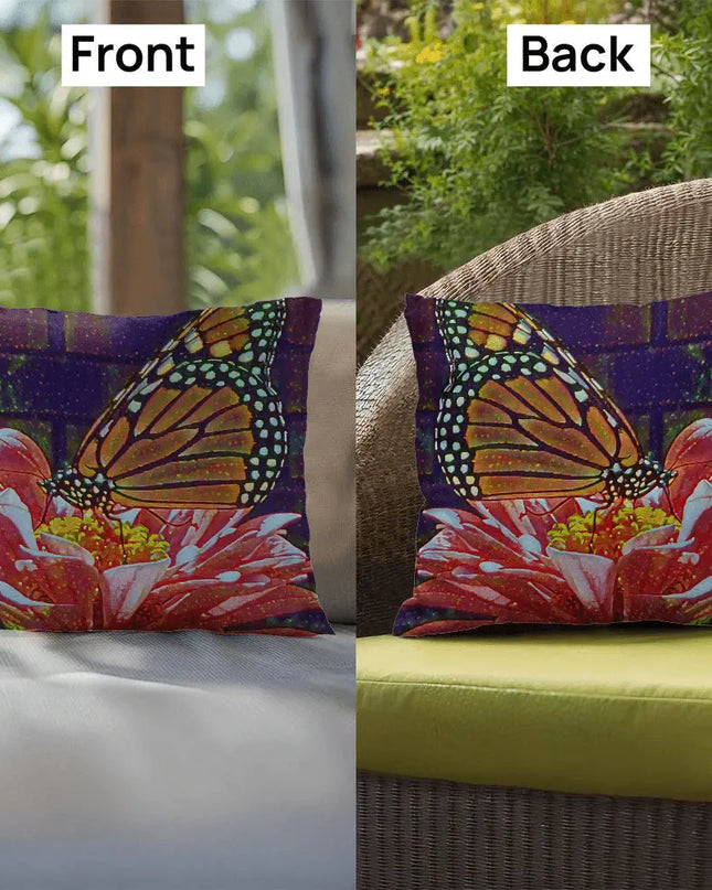 Whimsical Monarch Butterfly and Flower Pillow - The Butterfly Mama