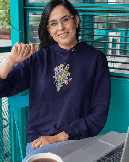 Wildflower Bouquet with Bee Hooded Sweatshirt - The Butterfly Mama