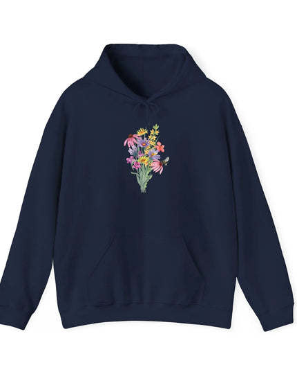 Wildflower Bouquet with Bee Hooded Sweatshirt - The Butterfly Mama