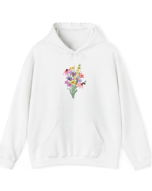 Wildflower Bouquet with Bee Hooded Sweatshirt - The Butterfly Mama