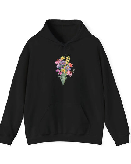 Wildflower Bouquet with Bee Hooded Sweatshirt - The Butterfly Mama