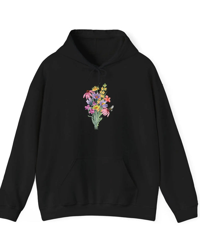 Wildflower Bouquet with Bee Hooded Sweatshirt - The Butterfly Mama
