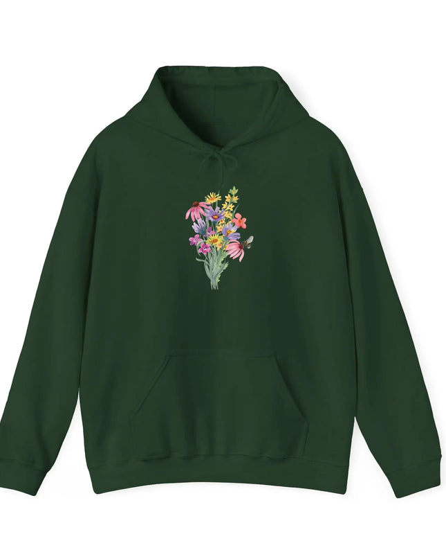 Wildflower Bouquet with Bee Hooded Sweatshirt - The Butterfly Mama
