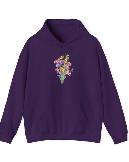 Wildflower Bouquet with Bee Hooded Sweatshirt - The Butterfly Mama